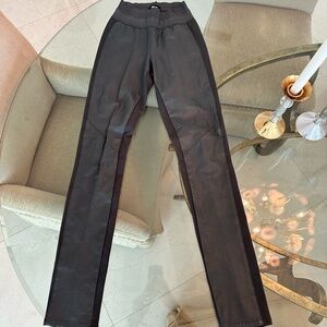 Paige Grey Leather Pants - XS